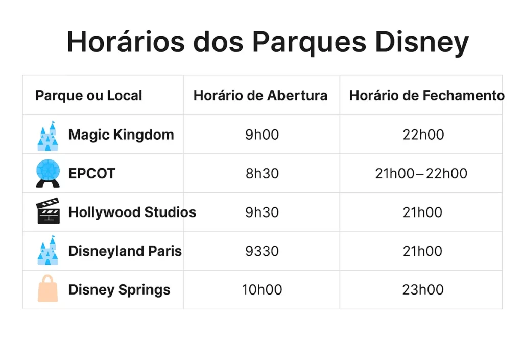 horarios dos parques da disney 1