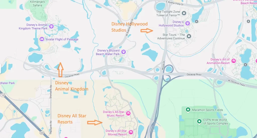 disney all star resorts localizacao