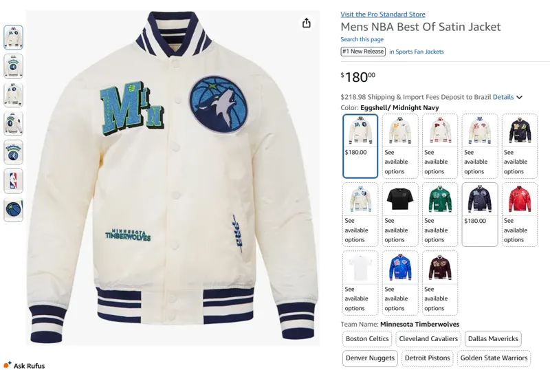 Jaqueta Minnesota Timberwolves