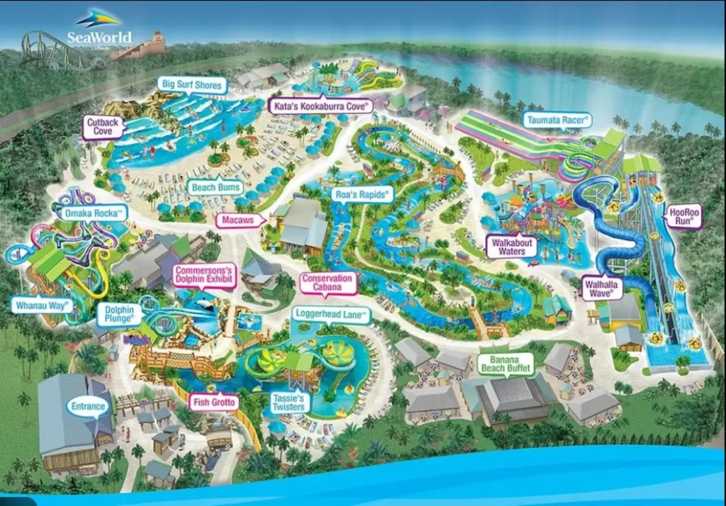 Mapa completo do parque Aquatica Orlando