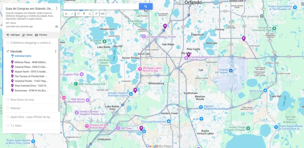 marshalls orlando mapa de compras