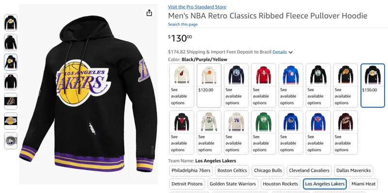 Moletom Retrô Los Angeles Lakers