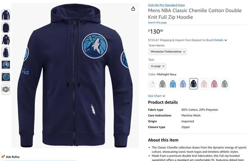 Moletom Timberwolves Marinho