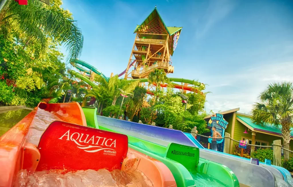 Vista aérea do Taumata Racer no Aquatica Orlando