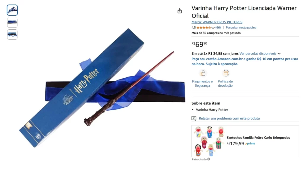 Réplica da varinha mágica de Harry Potter