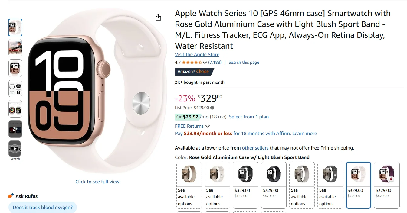 Apple Watch Series 10 com caixa em alumínio rosé e pulseira esportiva blush.