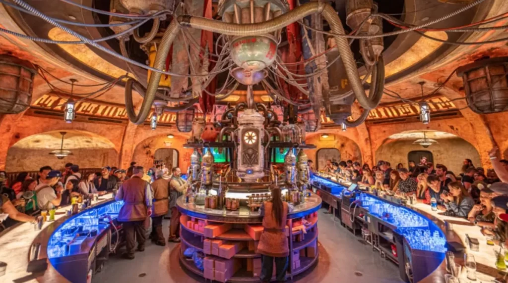 Oga’s Cantina no Hollywood Studios — Bar temático de Star Wars com drinks especiais e DJ droide.