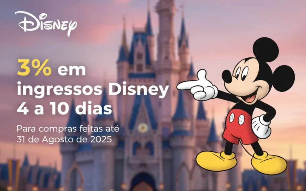 promocao disney ate 31-08-25 3pocento off 4 a 10 dias