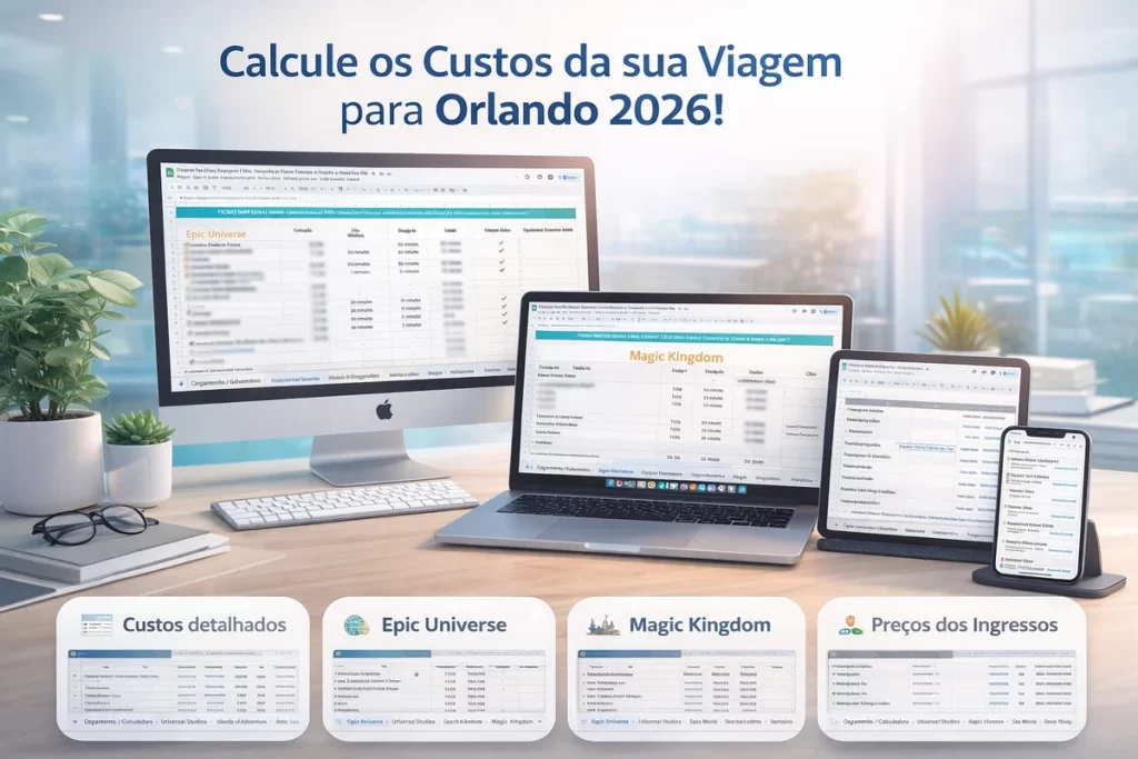 planilha planejamento disney roteiro para todos os parques