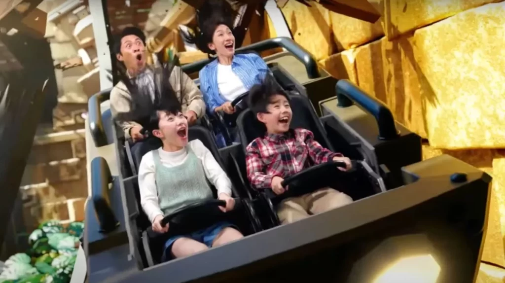 Experiência radical na Mine Cart Madness, uma das atrações mais imersivas do Epic Universe.