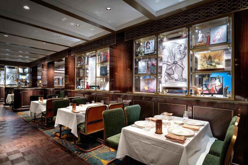 O sofisticado restaurante 1923 combina alta gastronomia e homenagem à história da animação Disney no Disney Destiny.