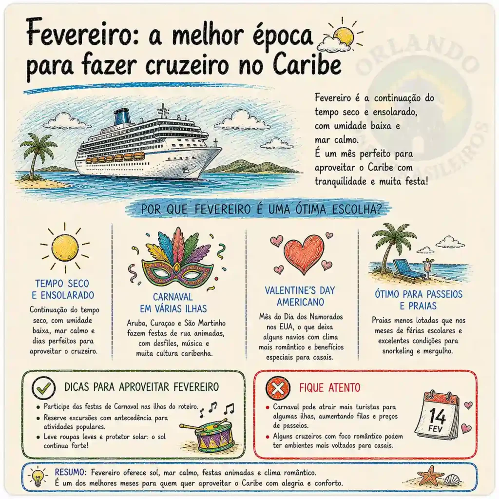 Fevereiro combina tempo seco e ensolarado com festas de Carnaval em Aruba, Curaçao e São Martinho.