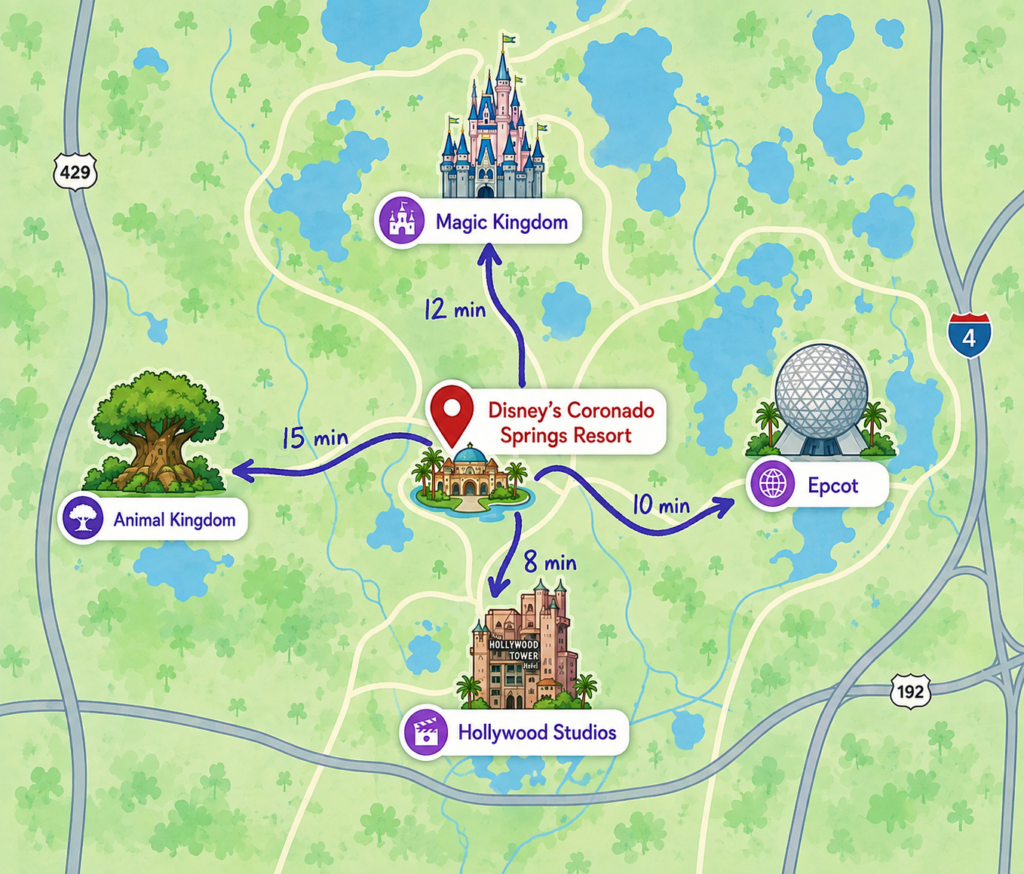 Onde Fica O Disney's Coronado Springs Resort no mapa?