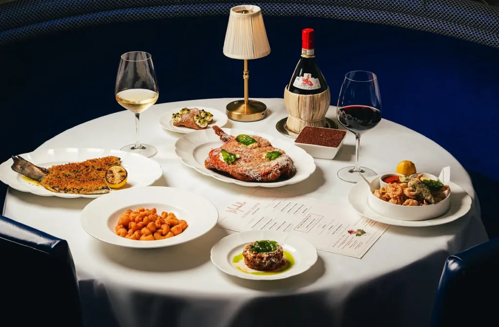 Pratos italianos servidos no Mirabella do Fontainebleau Miami Beach