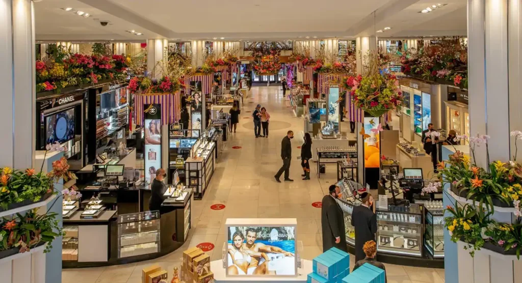 Vista panorâmica do interior da loja Macy's
